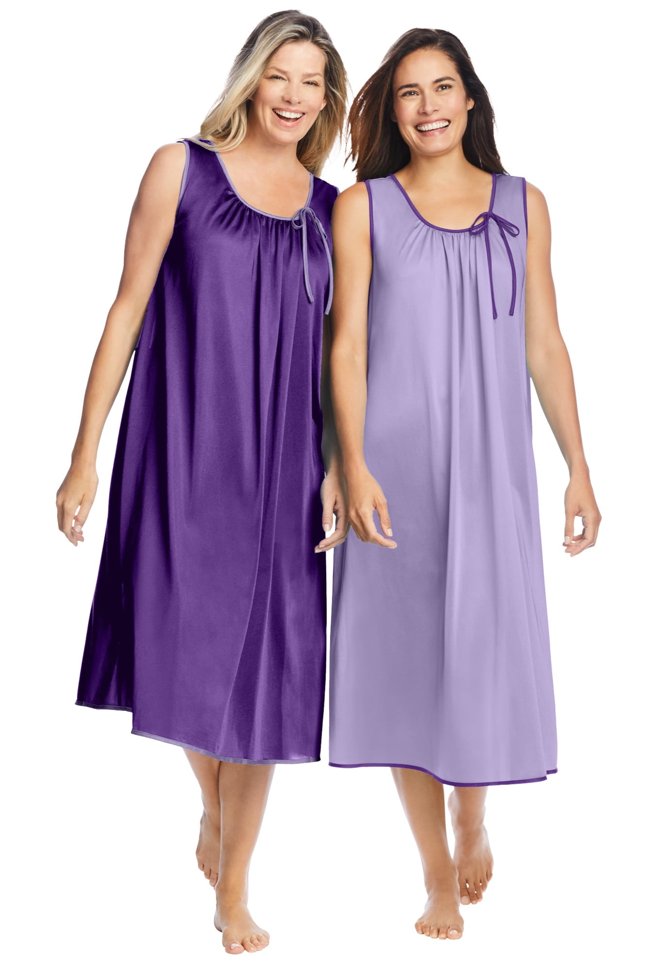 Only Necessities Women's Plus Size 2-Pack Sleeveless Nightgown Nightgown