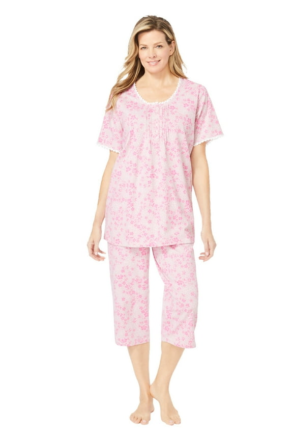 Plus Size 2-Piece Pintuck Tee And Capri Sleep Set