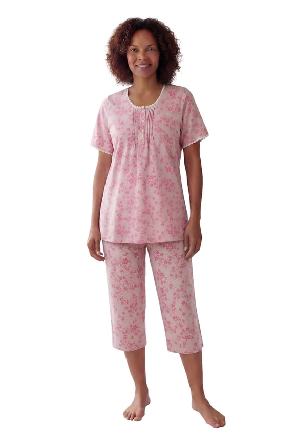 Plus Size 2-Piece Pintuck Tee And Capri Sleep Set