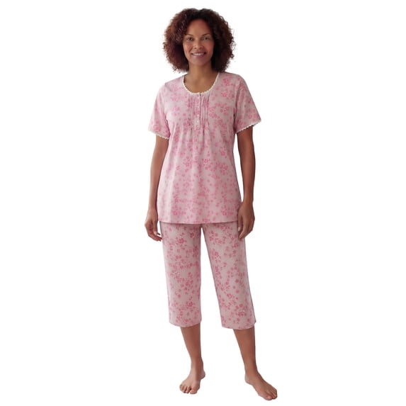 Only Necessities Plus Size 2-Piece Pintuck Tee And Capri Sleep Set