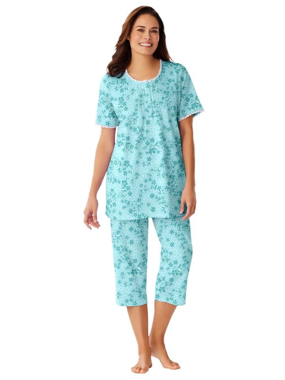 Plus Size 2-Piece Pintuck Tee And Capri Sleep Set