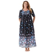 Only Necessities Plus Size Petite Bib-Front Short Sleeve Maxi Lounger