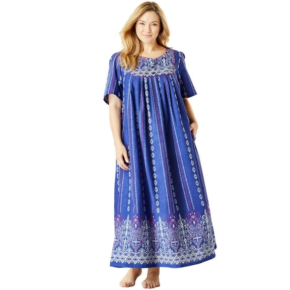 Only Necessities Women's Plus Size Bib Front Lounger House Dress, Nightgown