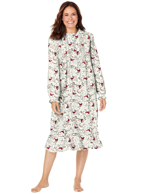 Plus Size Cotton Flannel Print Short Gown