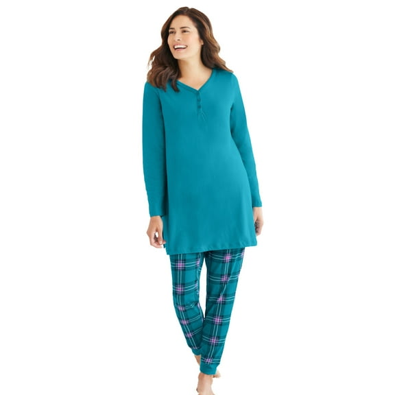 Only Necessities Plus Size Henley Tunic & Jogger PJ Set