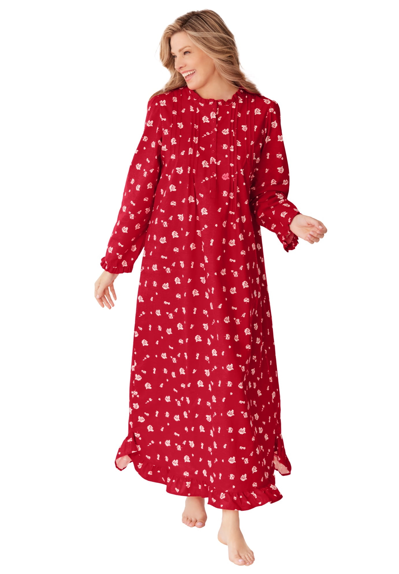 Only Necessities Women's Plus Size Long Flannel Nightgown Nightgown ...