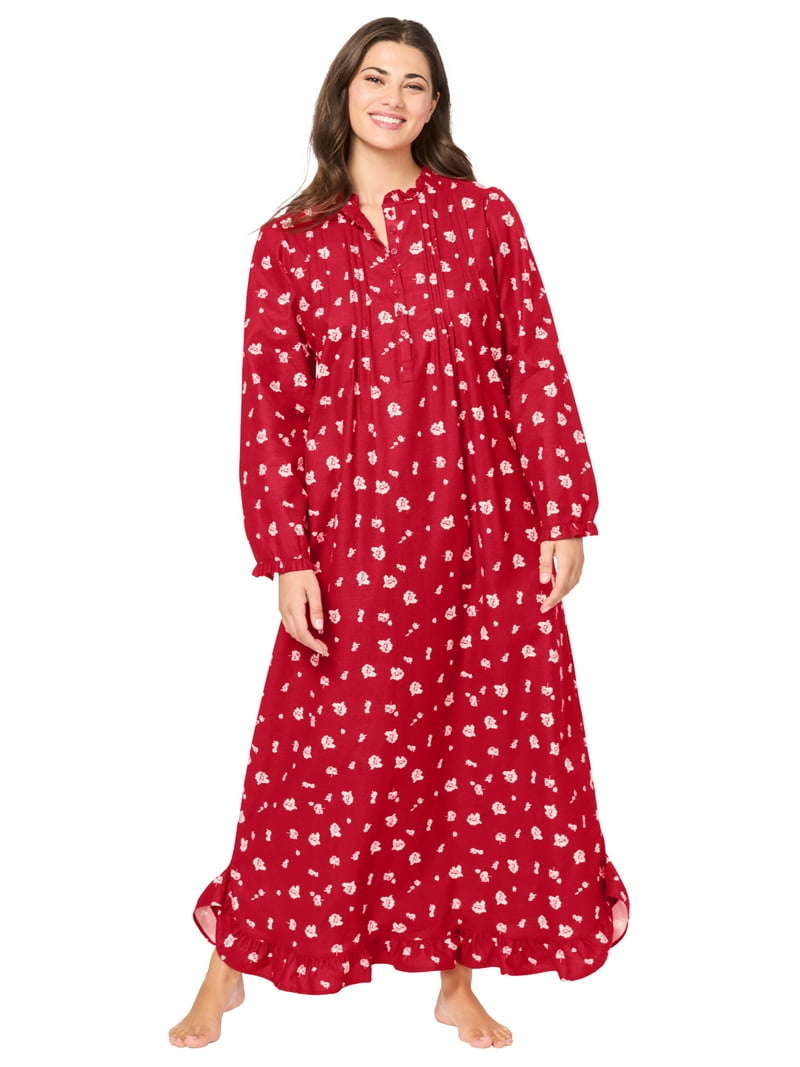 Only Necessities Women's Plus Size Long Cotton Flannel Nightgown