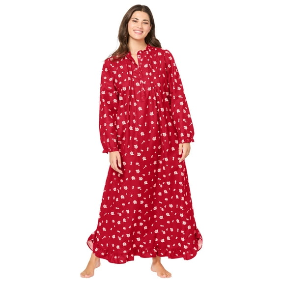 Only Necessities Plus Size Long Flannel Nightgown