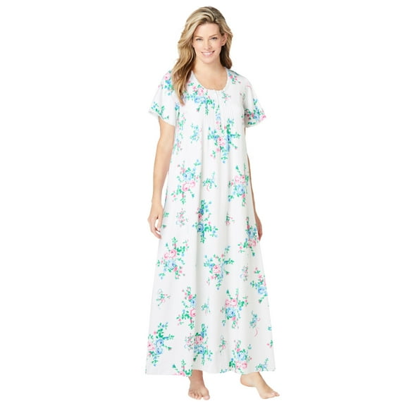 Only Necessities Plus Size Long Pintuck Knit Gown