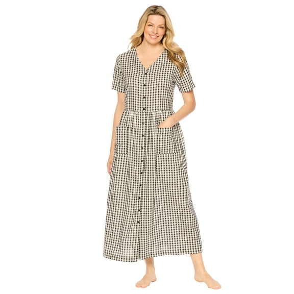 Only Necessities Plus Size Long Seersucker Lounger