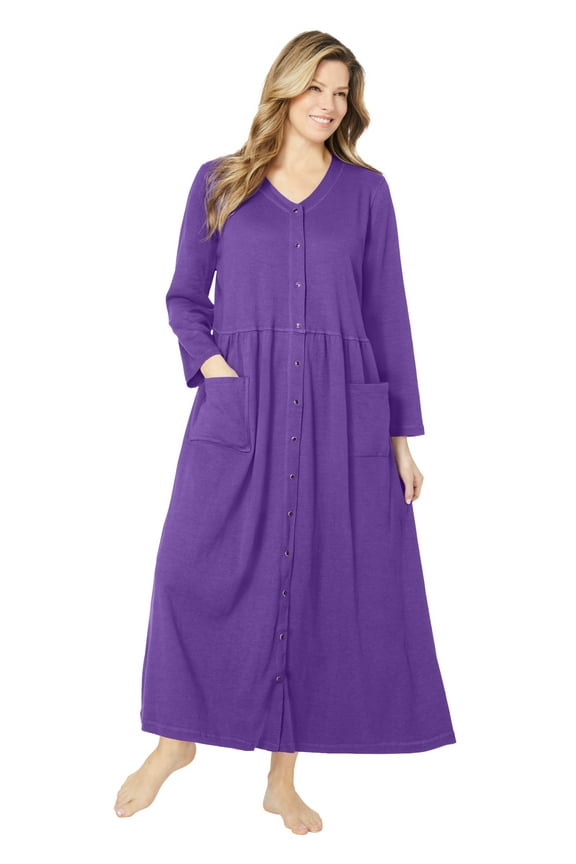 Plus Size Long Snap-Front Knit Lounger