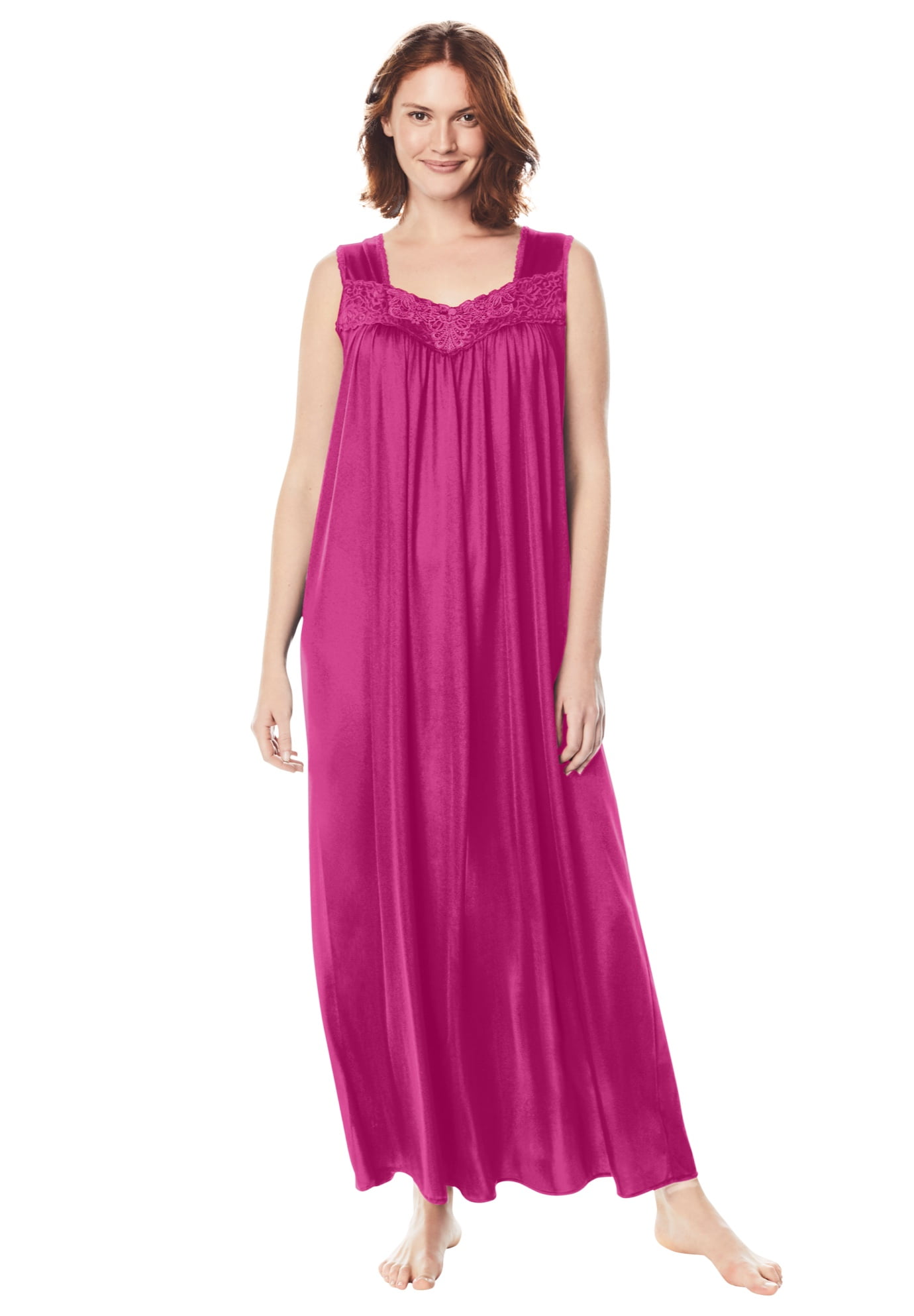 Only Necessities Women's Plus Size Long Tricot Knit Nightgown - 2X ...