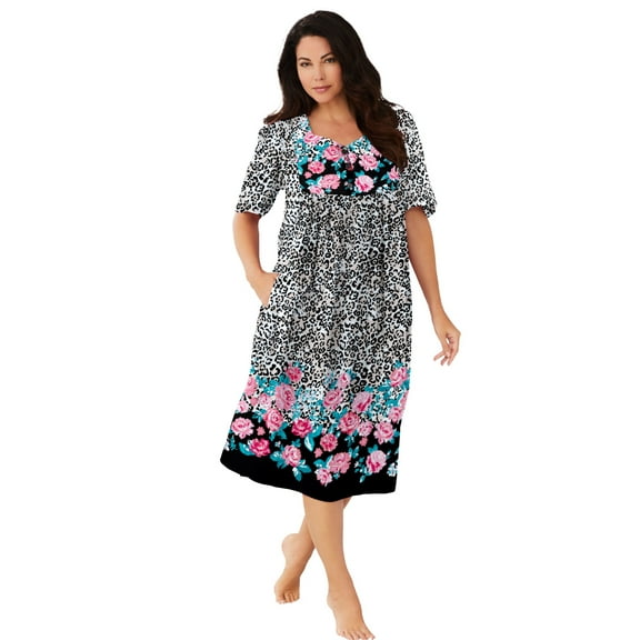 Only Necessities Plus Size Mixed Print Short Lounger