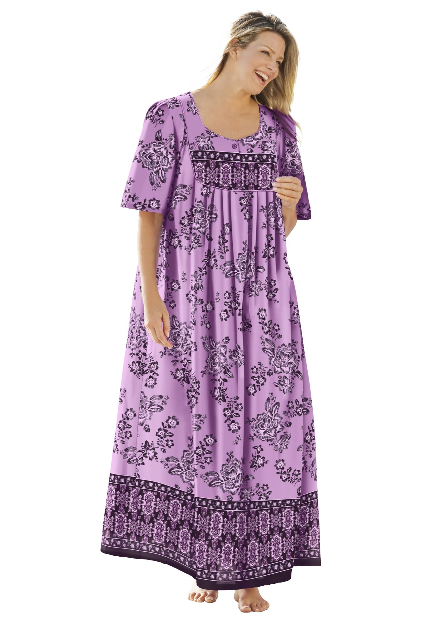 Only Necessities Women's Plus Size Petite Bib Front Dress or Nightgown ...