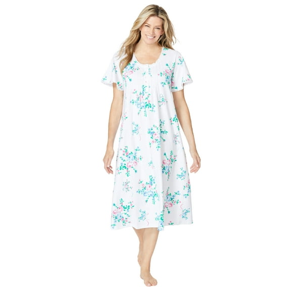 Only Necessities Plus Size Short Pintuck Knit Gown