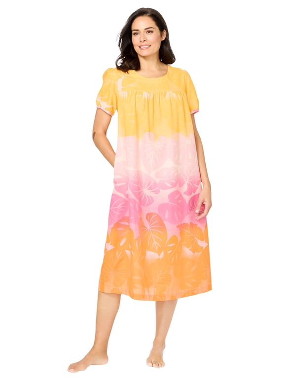 Plus Size Short Print Shirred Lounger