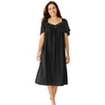 thumbnail image 1 of Only Necessities Plus Size Short Silky Lace-Trim Gown, 1 of 5