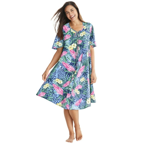 Only Necessities Plus Size Short Sweeping Printed Lounger