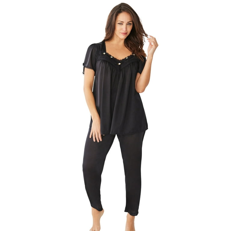 Only Necessities Women s Plus Size Silky 2 Piece PJ Set Walmart