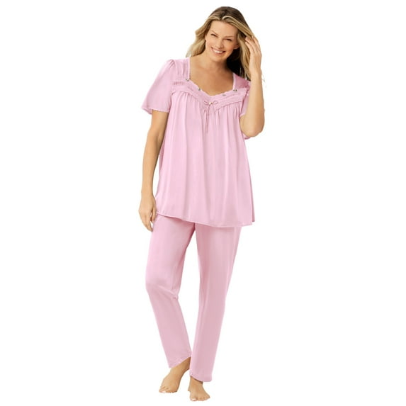 Only Necessities Women's Plus Size Silky 2-Piece PJ Set
