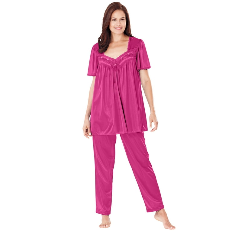 Only Necessities Women s Plus Size Silky 2 Piece Pj Set Pajamas