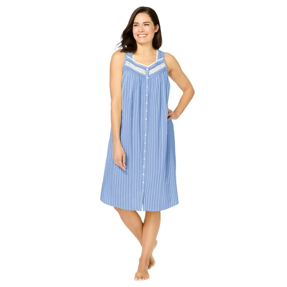 Only Necessities Plus Size Sleeveless Button Front Night Gown