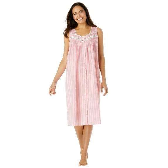 Only Necessities Plus Size Sleeveless Button Front Night Gown