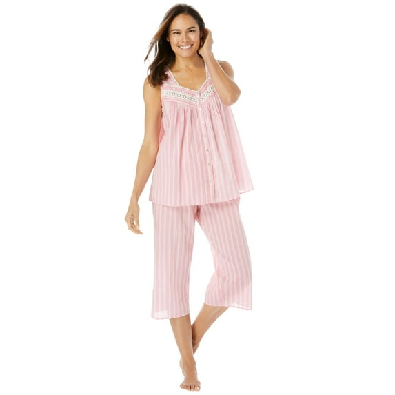 Only Necessities Plus Size Sleeveless Pj Capri Set