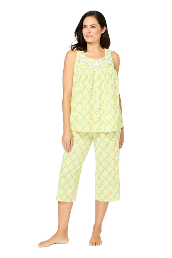 Plus Size Sleeveless Pj Capri Set