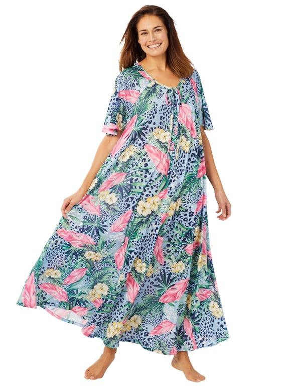 Plus Size Sweeping Printed Lounger