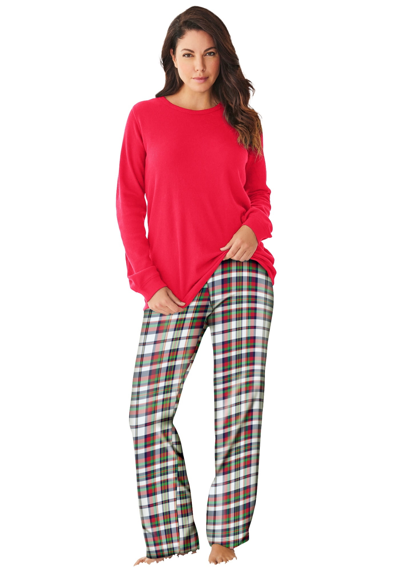 Only Necessities Women's Plus Size Thermal Pj Set Pajamas