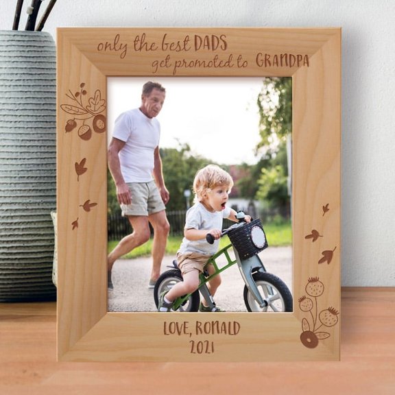 Only The Best Dads Get Promoted To Grandpa Personalized Wooden Frame 8" x 10" Brown (Vertical)