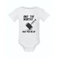 thumbnail image 1 of Only The Worthy May Pick Me Up Funny Bodysuit Baby Infant Boy Or Girl Thor Shirt Cute Baby Onesie, BABY BODYSUIT LAT 4424, 1 of 3