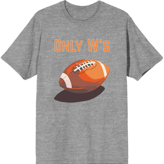 Only W's American Football Adult Heather Gray Crew Neck Short Sleeve Tee-XS