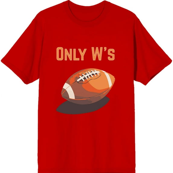 Only W's American Football Adult Red Crew Neck Short Sleeve Tee-Large