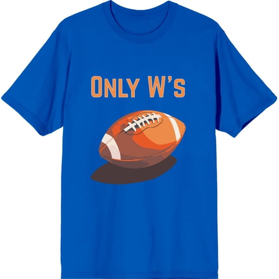 Only W's American Football Adult Royal Blue Crew Neck Short Sleeve Tee-Large