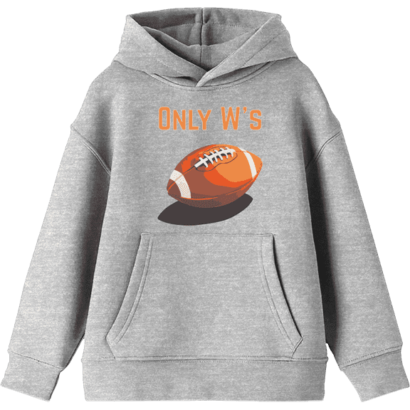 Only W's American Football Youth Heather Gray Long Sleeve Hoodie-Large