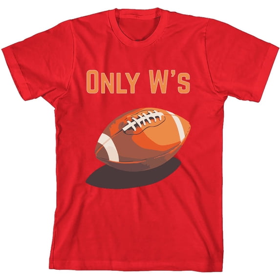 Only W's American Football Youth Red Crew Neck Short Sleeve Tee-XXL