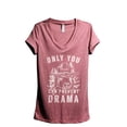 thumbnail image 1 of Only You Can Prevent Drama Llama Women's Fashion Relaxed V-Neck T-Shirt Tee Heather Rouge Large, 1 of 3