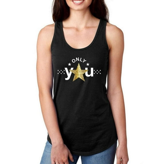 Only You Gold Glitter Star Racerback Tank Women -Image by Shutterstock, Female x-Large