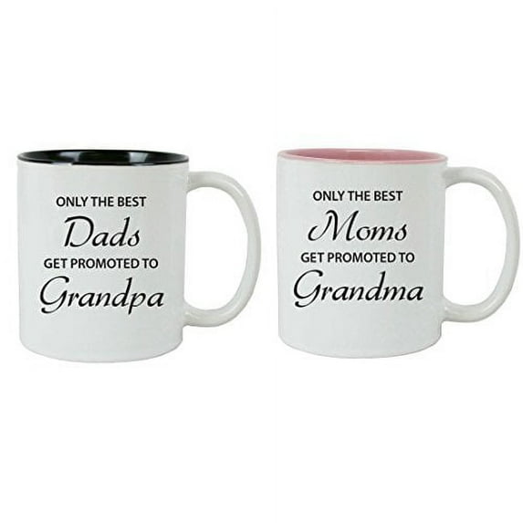Only the Best Dads/Moms Get Promoted to Grandpa/Grandma 11-Ounce Sublimatiion Ceramic Coffee Mug Set