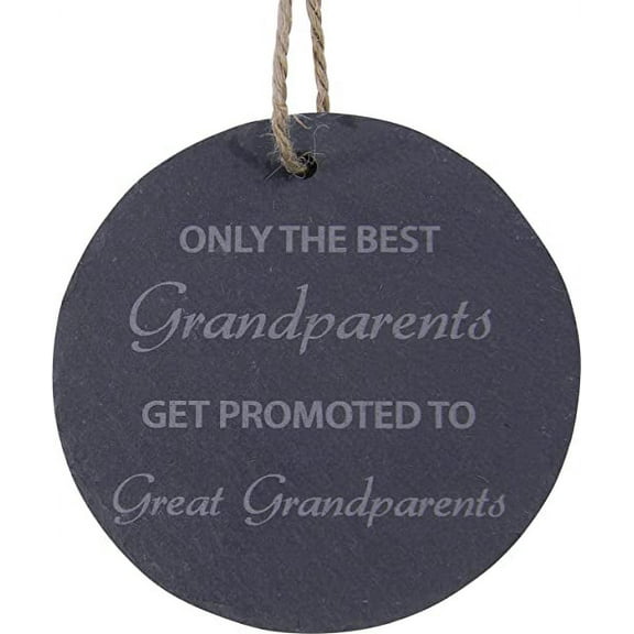 Only the Best Grandparents Get Promoted to Great Grandparents 3.25-inch Circle Slate Hanging Christmas Tree Ornament with String
