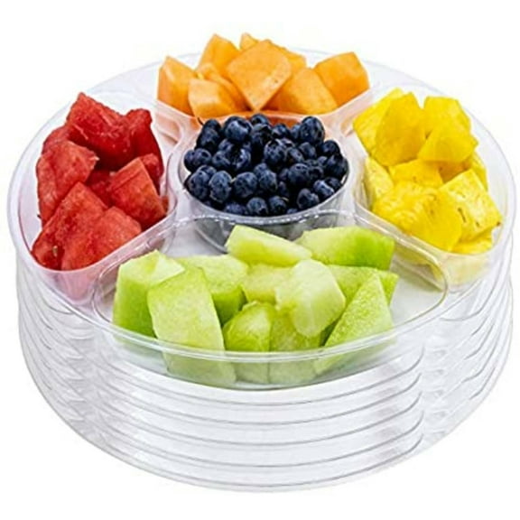 OnlyOneStopShop Clear 5 Compartment 12" Plastic Platter - Events and Casual Use (1 Piece)