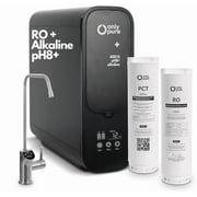 OnlyPure Reverse Osmosis System with Alkaline, 600 GPD, Fast Flow, NSF/ANSI 58 & NSF/ANSI/CAN 372 Certified, 21 Pure to Drain, Tankless Under Sink RO Water Filter System, Smart Faucet