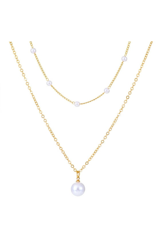 14K Gold Plated Dainty Pearl Necklace for Women Layered Pearl Choker Necklaces Bride Bridesmaid Wedding Birthday Gifts