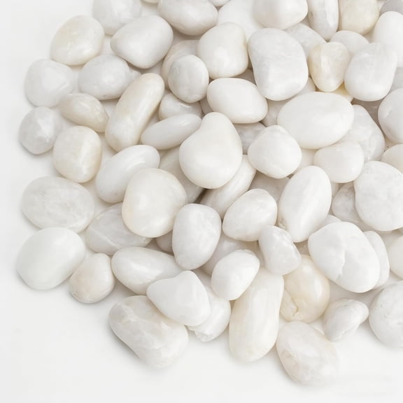 Onlyfire 10lb White Polished Pebbles, 3/8"-13/16" Natural Decorative River Rocks Aquarium Gravel Stones for Landscaping, Indoor Plants, Vase, Succulent, Fish Tank