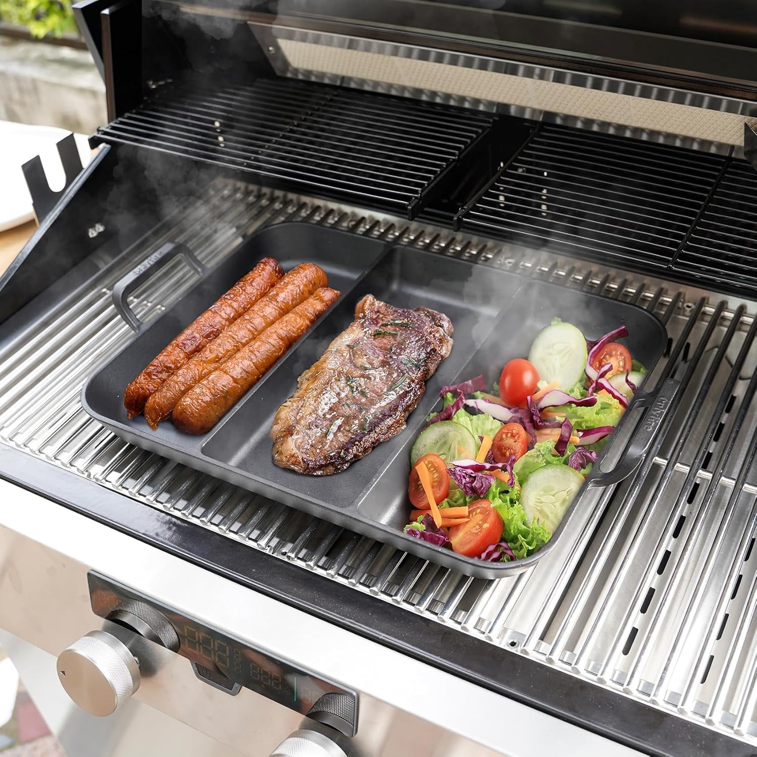 Onlyfire Pre-Seasoned Cast Iron Skillet 16 Inch Griddle Pan with ...