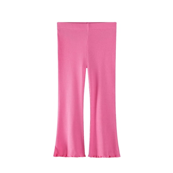 Onlyliua Girls Solid Color Elastic Waist Slim Flared Yoga Leggings, Stretchy Casual Full Length Pants, Big Kids Trousers For 3-15 Years Old