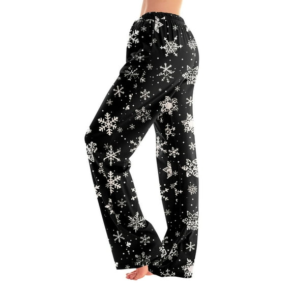 Onlypants Christmas Pajama Pants for Men Women, Women's & Men's Lounge Pants, Casual Xmas Style Printing Pj Pants, Matching Couples Unisex Pajamas, Holiday Trousers, All Season, Black, L