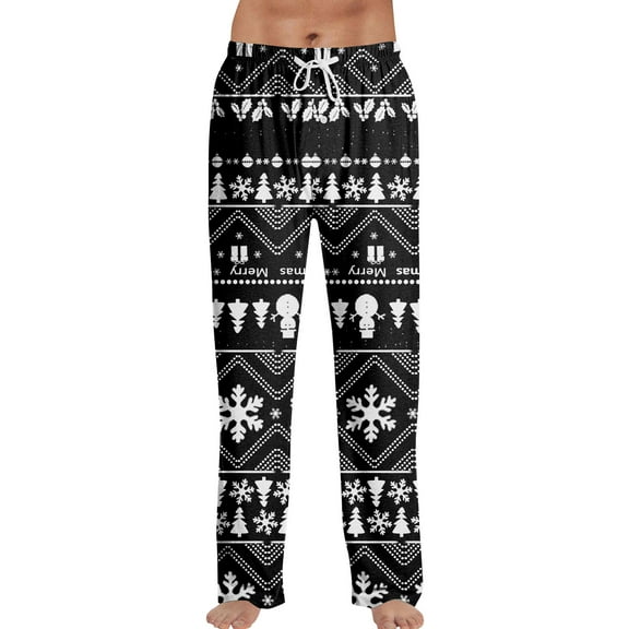Onlypants Christmas Pajamas Pants Adult, Casual Xmas Style Printing Pj Pants Unisex Couples, Loose Fit Elastic Waist Drawstring Pj Pants, Xmas Pajamas Pants for Men & Women, Black B, L